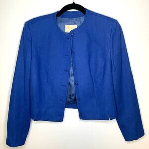 Pendleton Vintage Royal Blue 100% Pure Virgin Wool Cropped Blazer